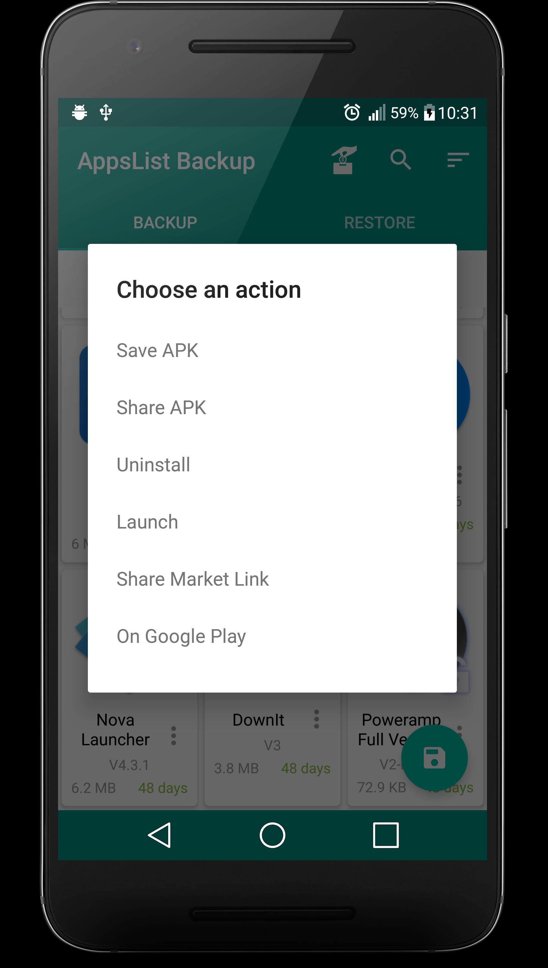 AppsList Backup
