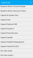 Colors List. Catalog of paints