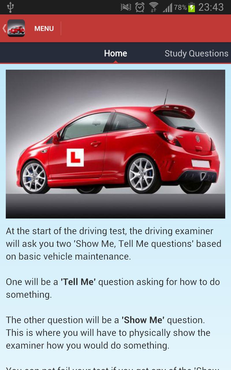 Show Me Tell Me Driving Free