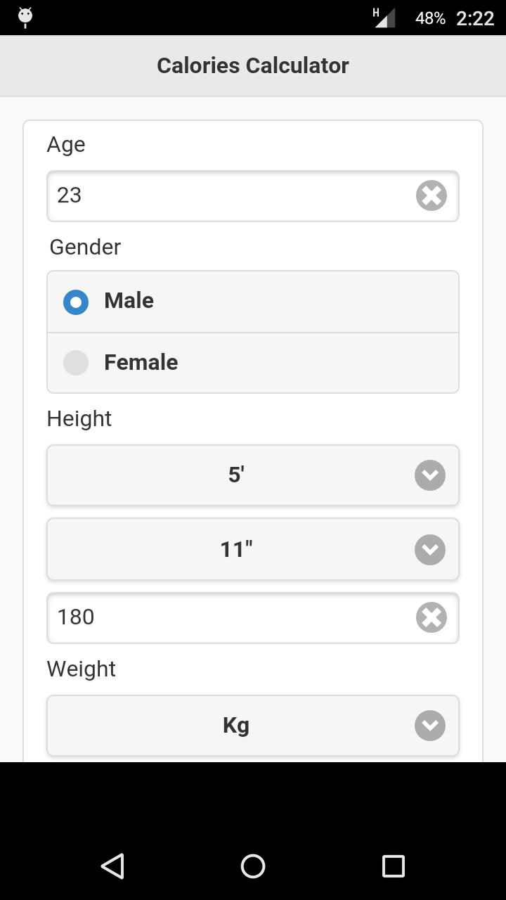 Calories Calculator