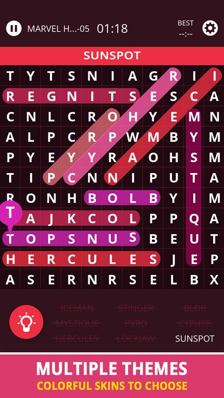 Heroes topic for Word Search