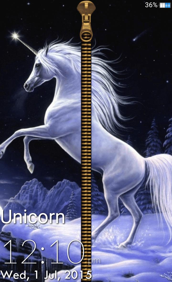 Unicorn Zipper Lock Screen