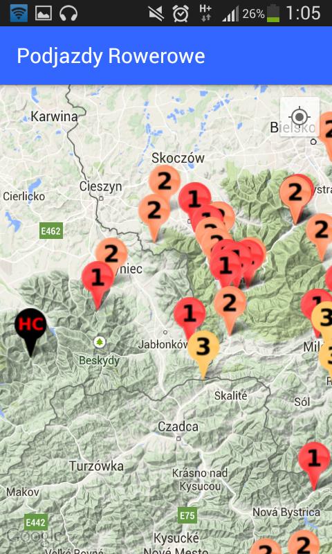 Altimetr.pl Bike Climbs Map