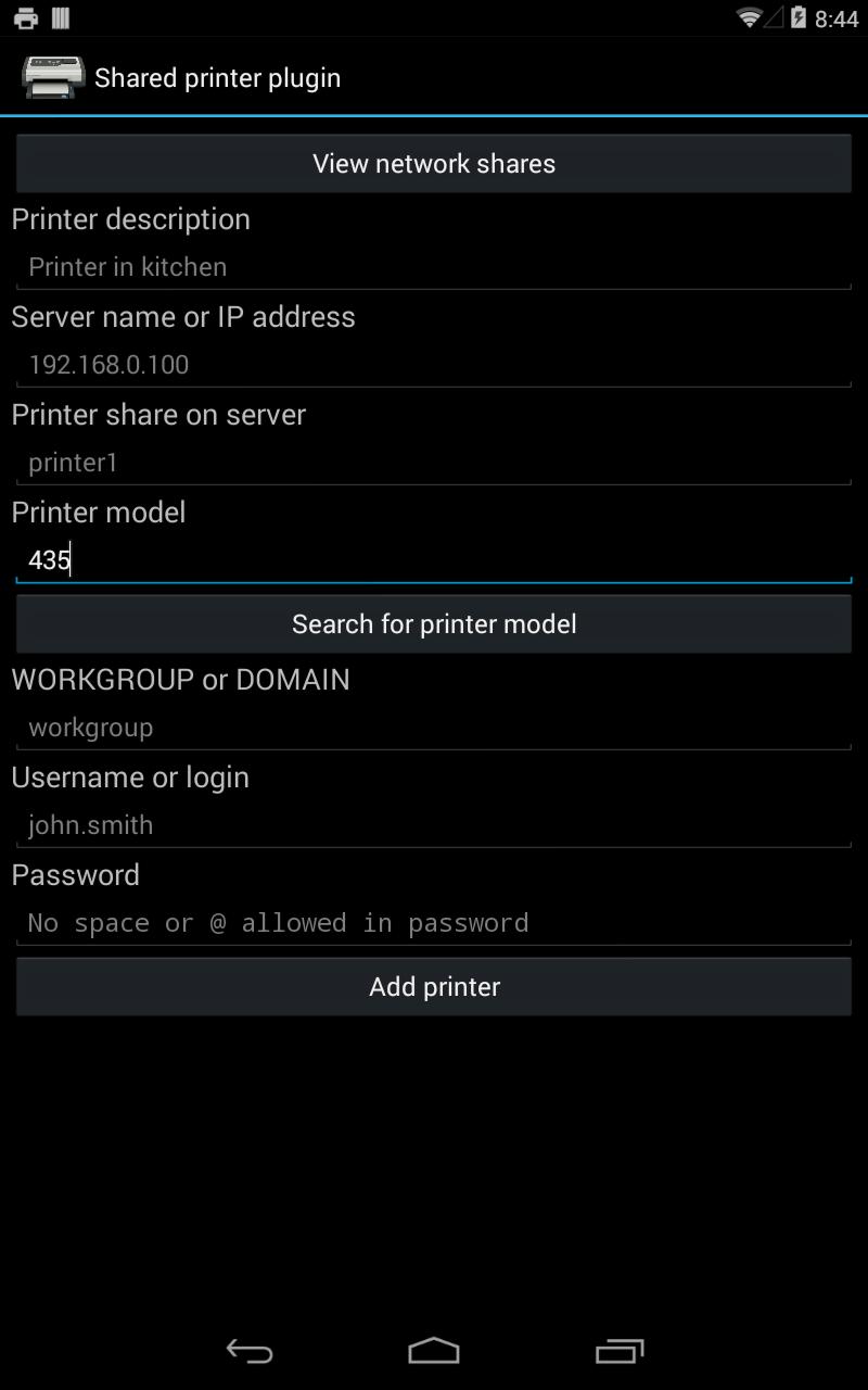 Shared printer plugin - CUPS