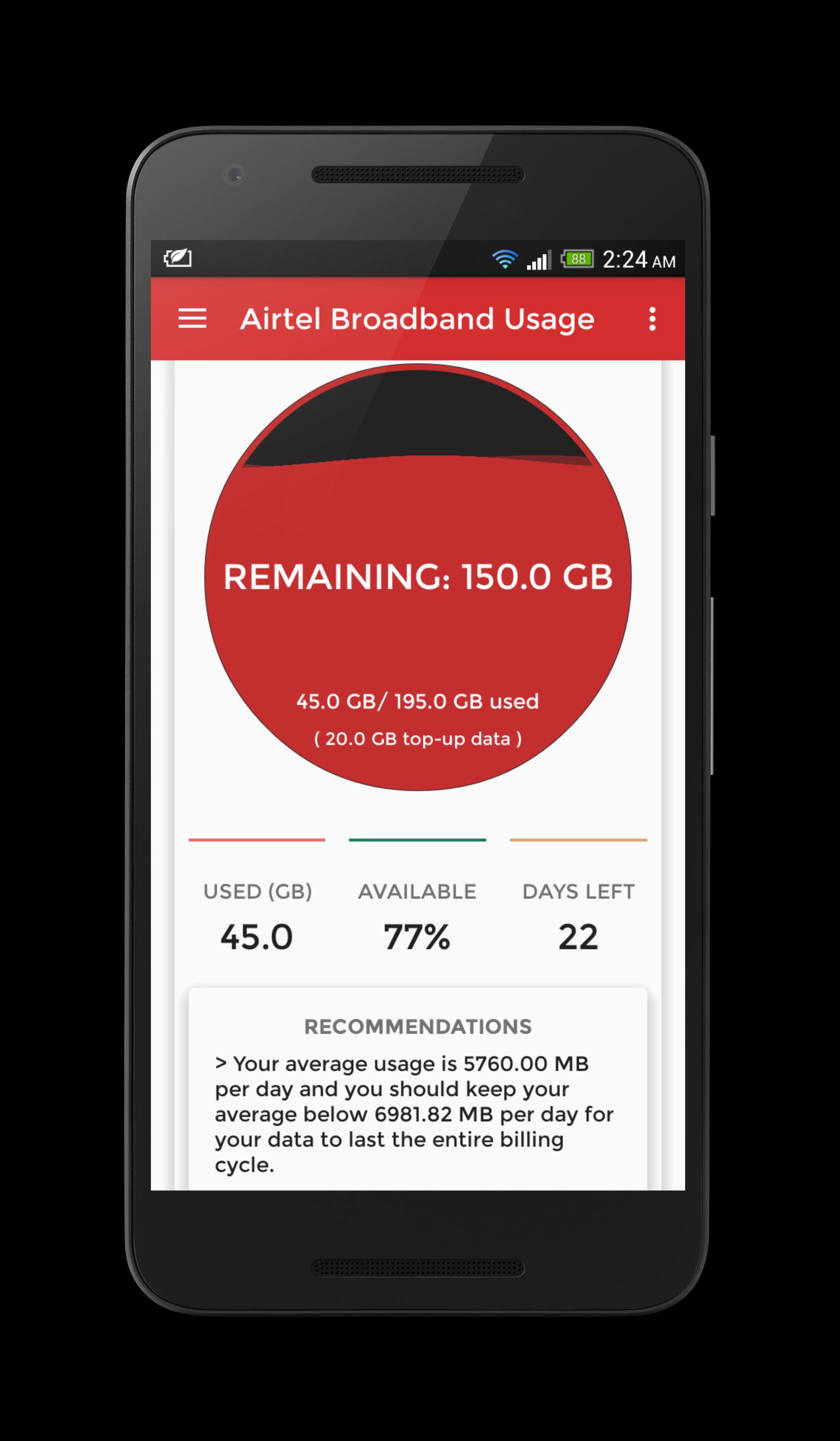 Airtel Broadband Usage