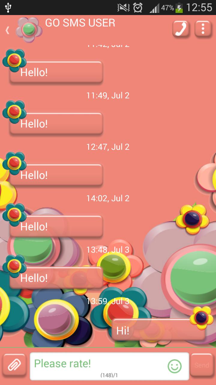 GO SMS Colorful Flowers Theme