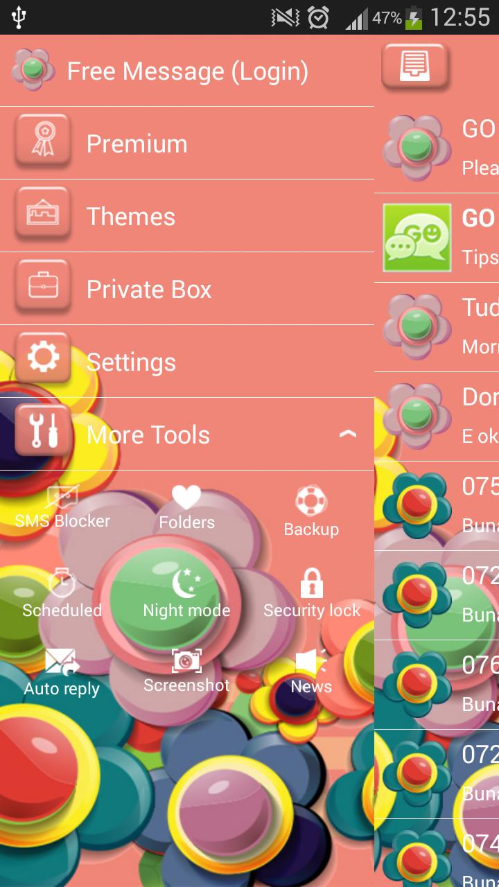 GO SMS Colorful Flowers Theme
