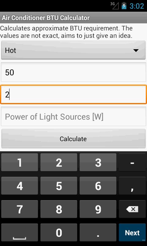 Air Conditioner BTU Calculator