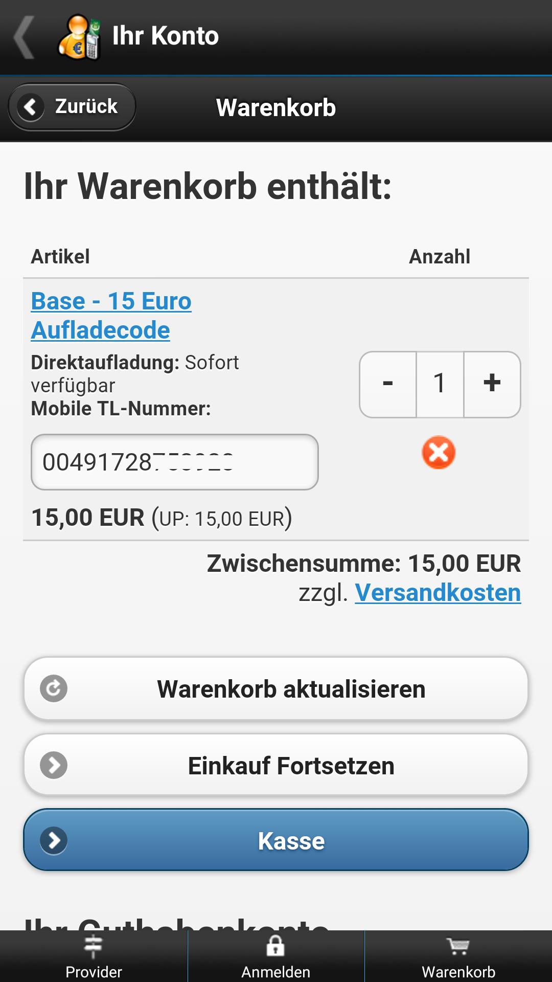 Prepaid Cridit Charge Ballance