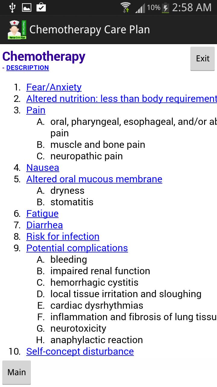 Nurse Care Plan Chemotherapy