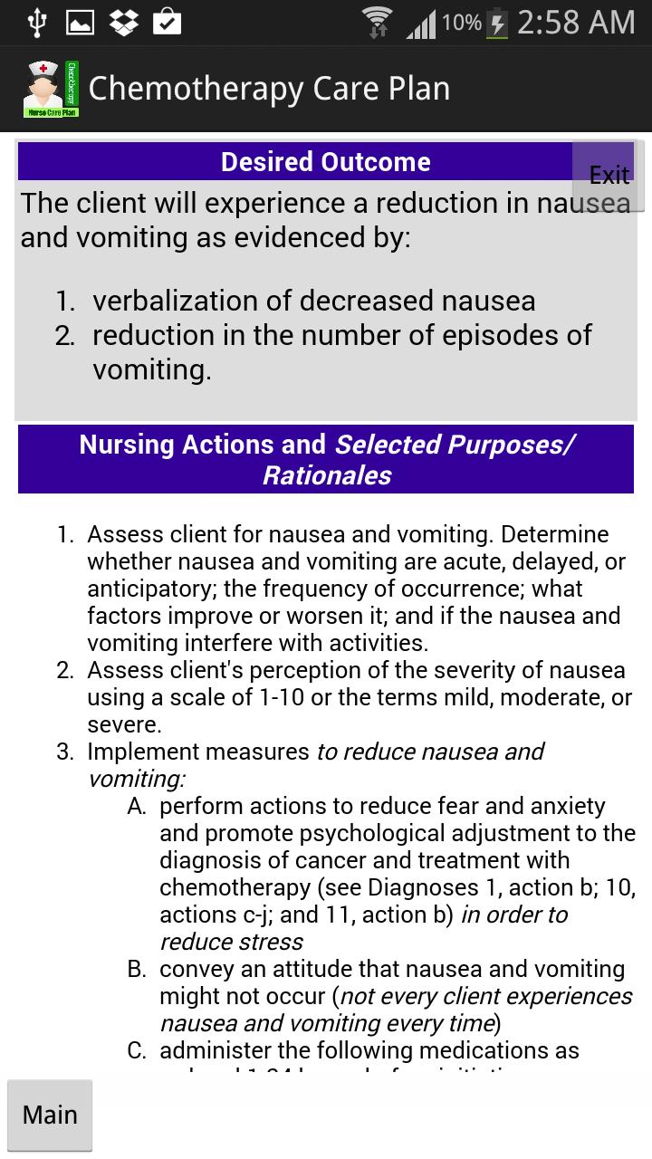 Nurse Care Plan Chemotherapy