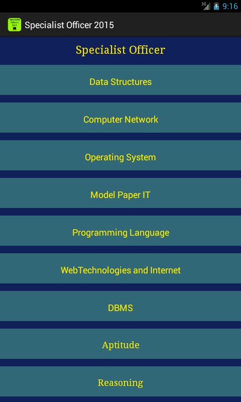 Specialist Officer 2015