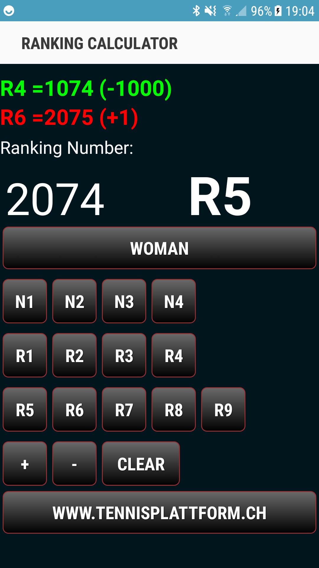 Tennis Ranking Calculator