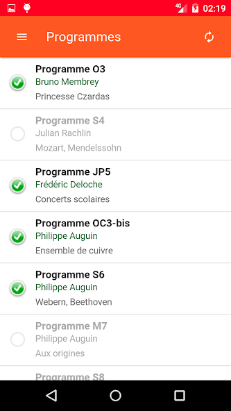 Planning d'orchestre
