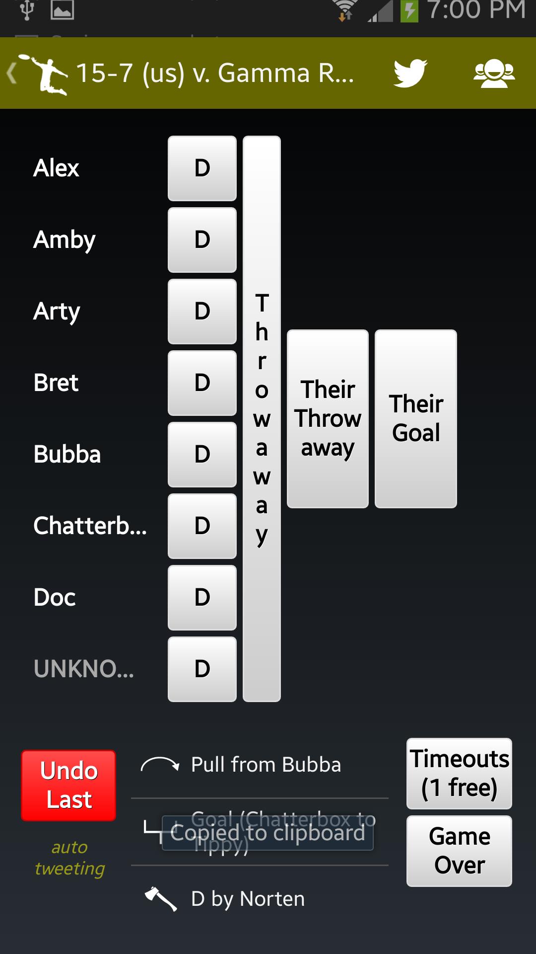 UltiAnalytics Frisbee Stats