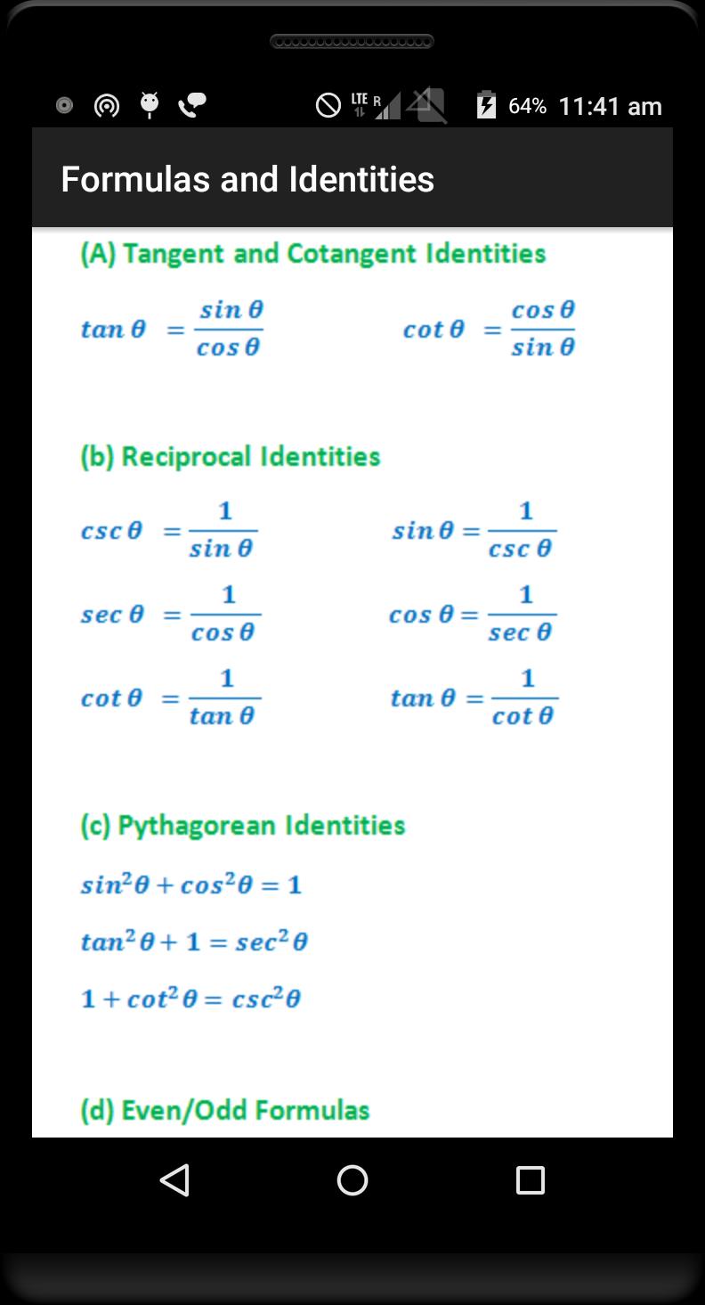 Trigonometry Quick Reference
