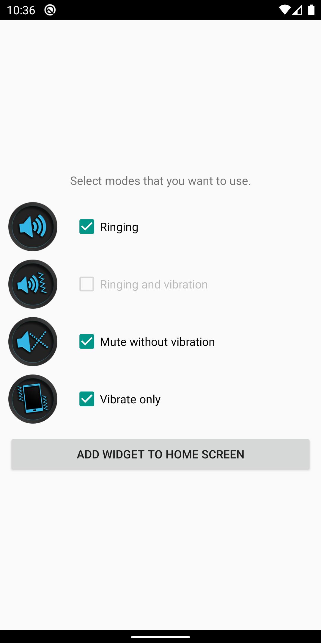 Sound Mode Toggle Widget