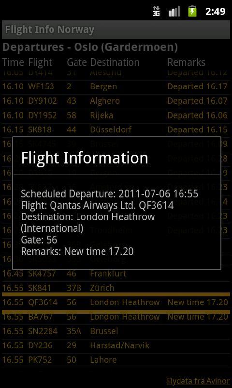 Flight Info Norway