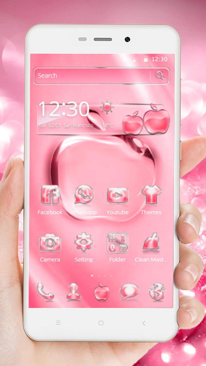 Pink Shining Crystal Apple Theme