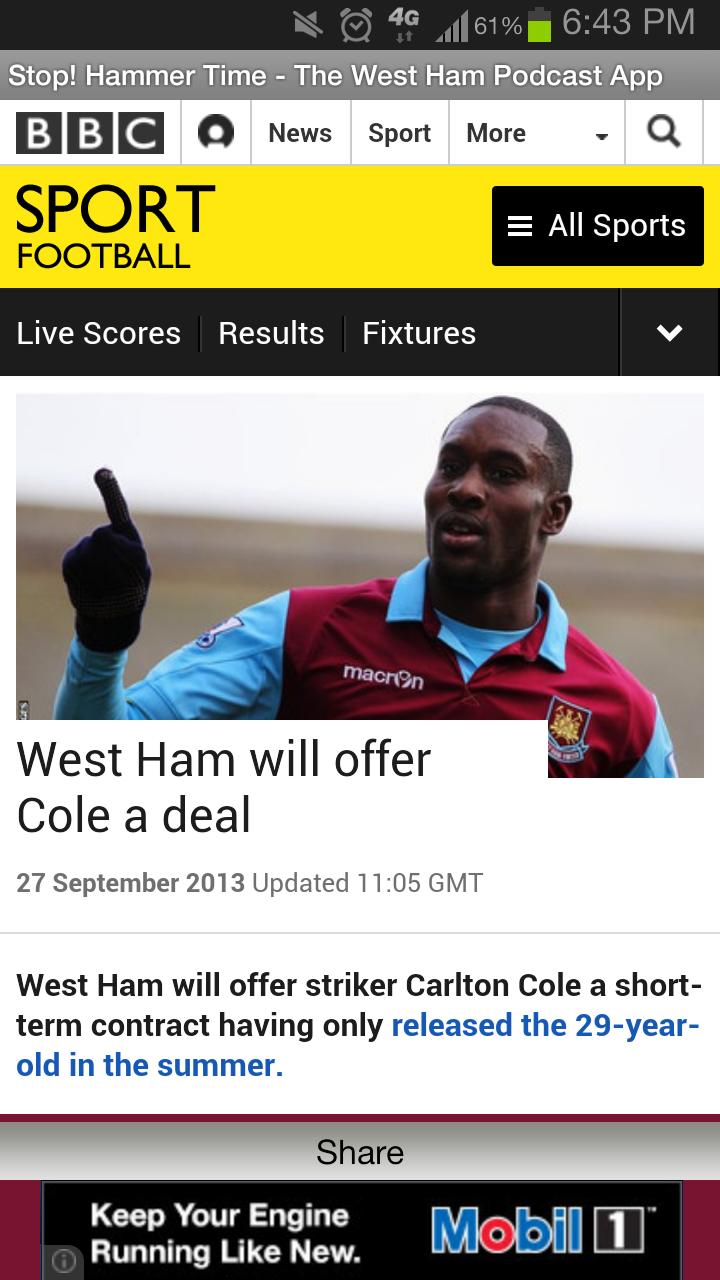 Stop! Hammer Time - WHUFC App