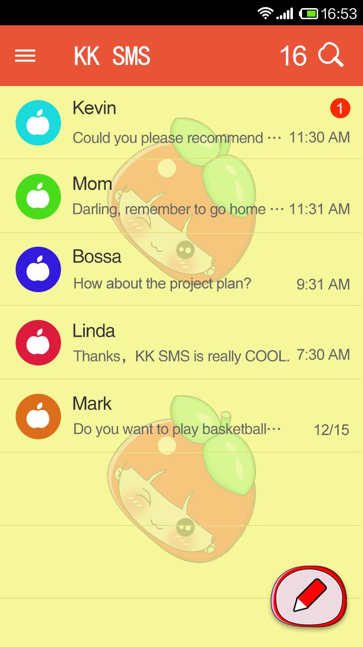 KK SMS Apple Girl Theme