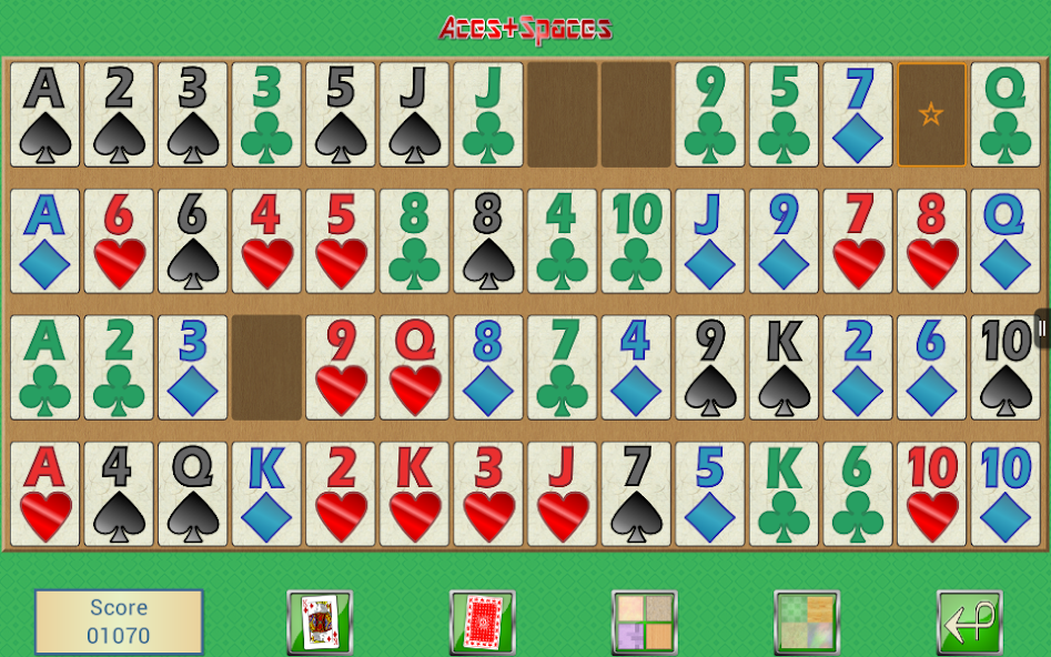 Aces + Spaces, card solitaire
