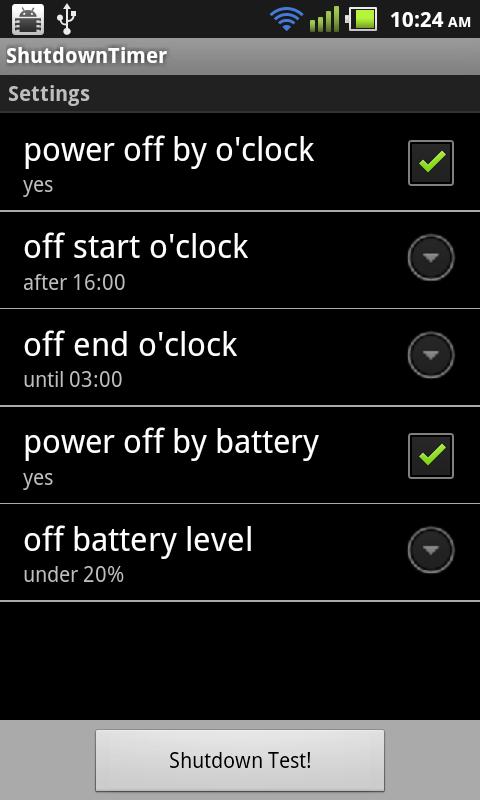 Shutdown Timer widget