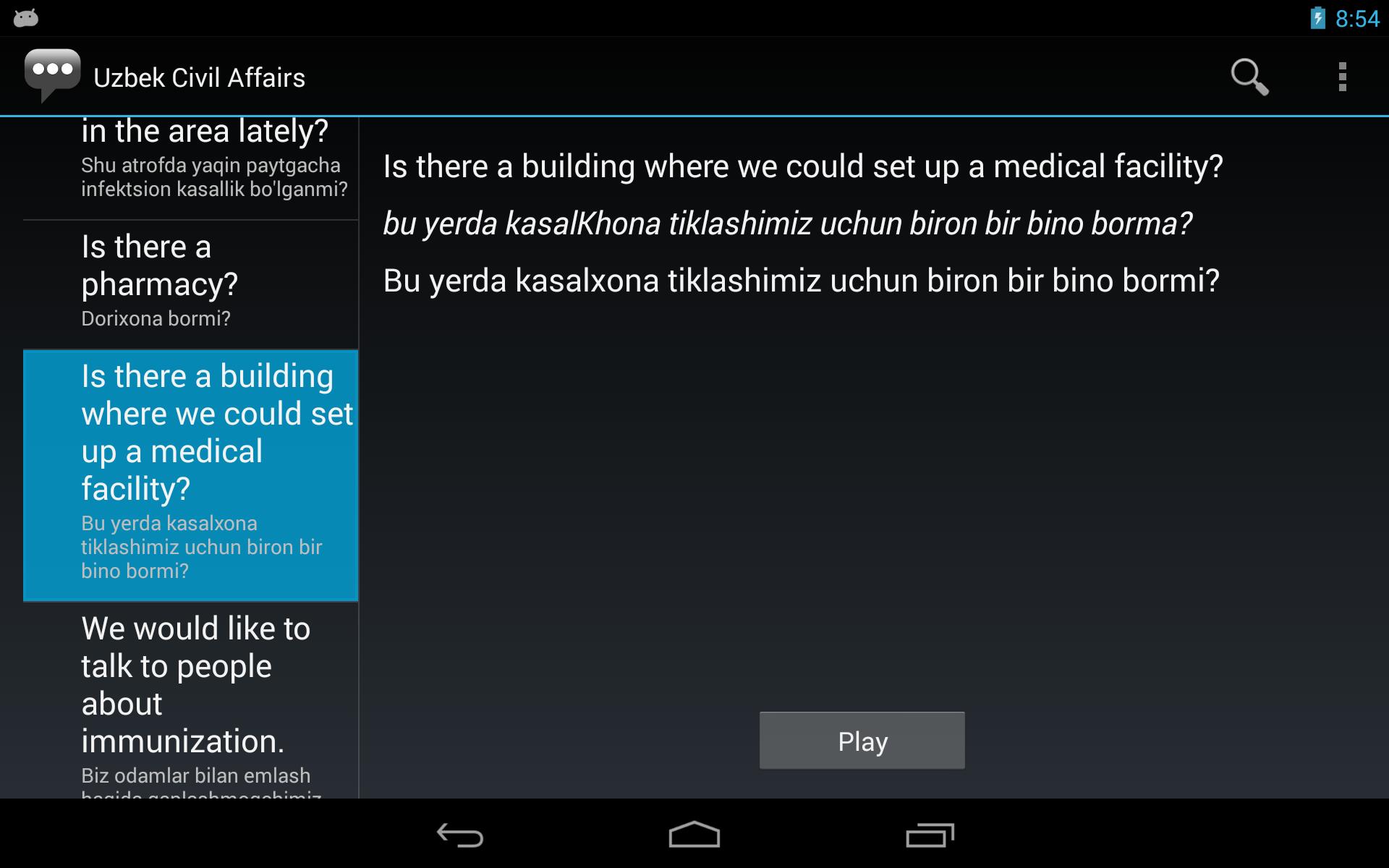 Uzbek Civil Affairs Phrases