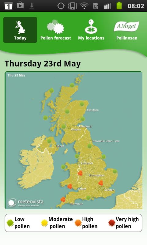 Hayfever Pollen Forecast UK