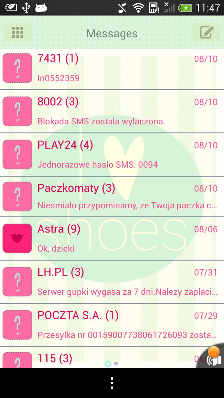 GO SMS I Love Shoes Theme