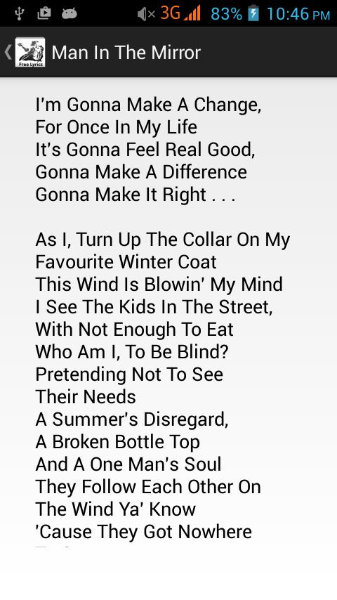 Michael Jackson Lyrics Free Of