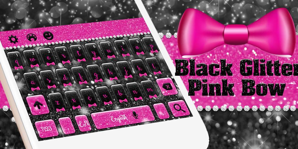 Black Glitter Pink Bow