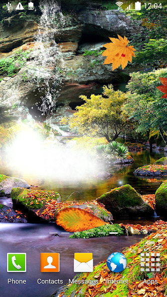 3D Autumn Waterfall Wallpaper
