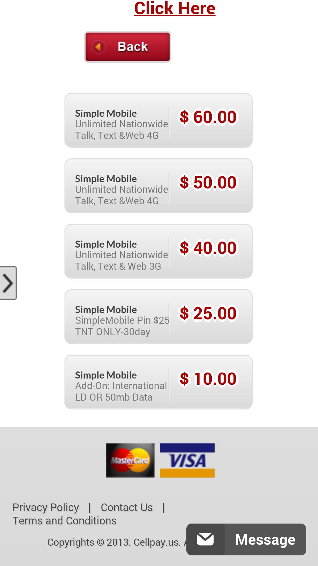 Simple mobile refill topup