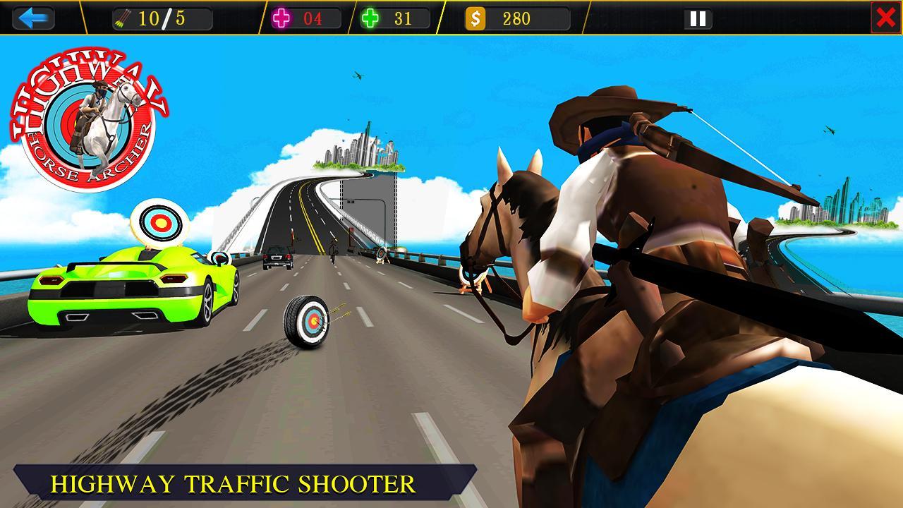 Highway Archer Run- Street Horse running games