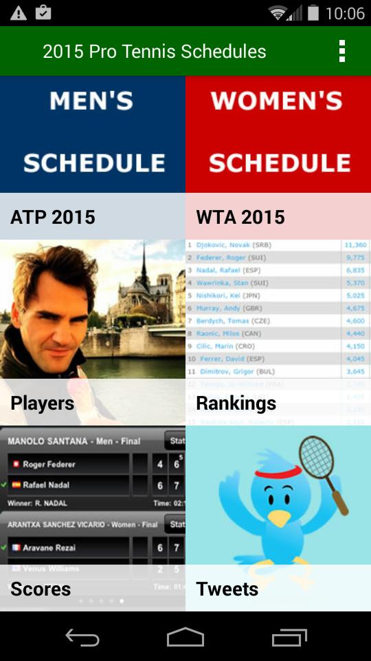 2016 Tennis Schedules ATP WTA