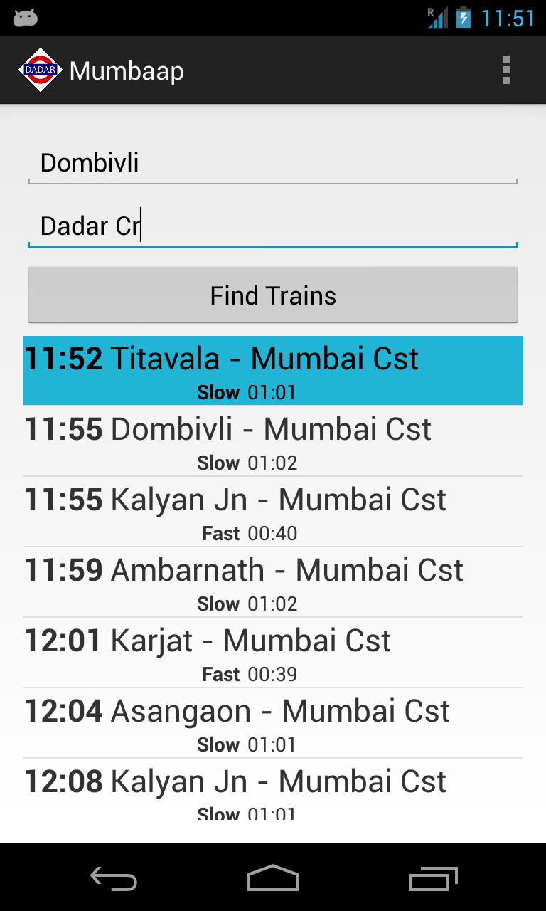 Mumbai Local Train Search