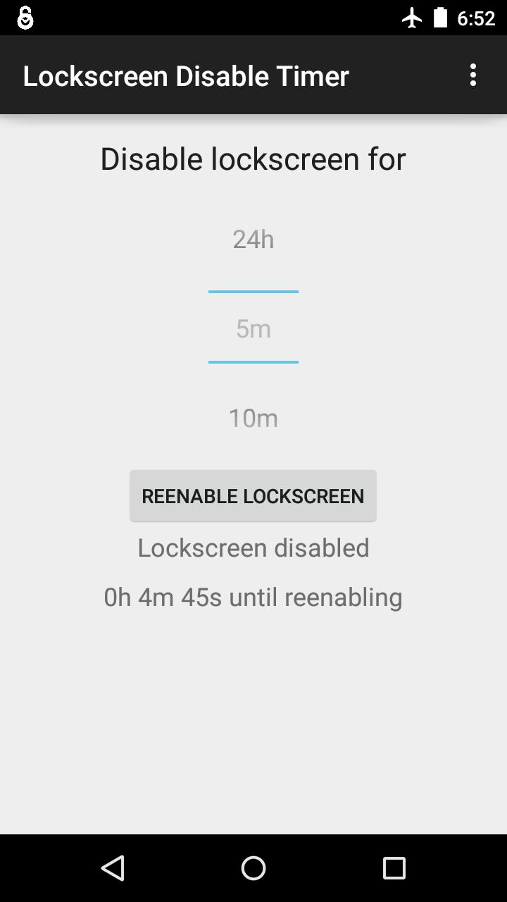Screen Lock Disable Timer