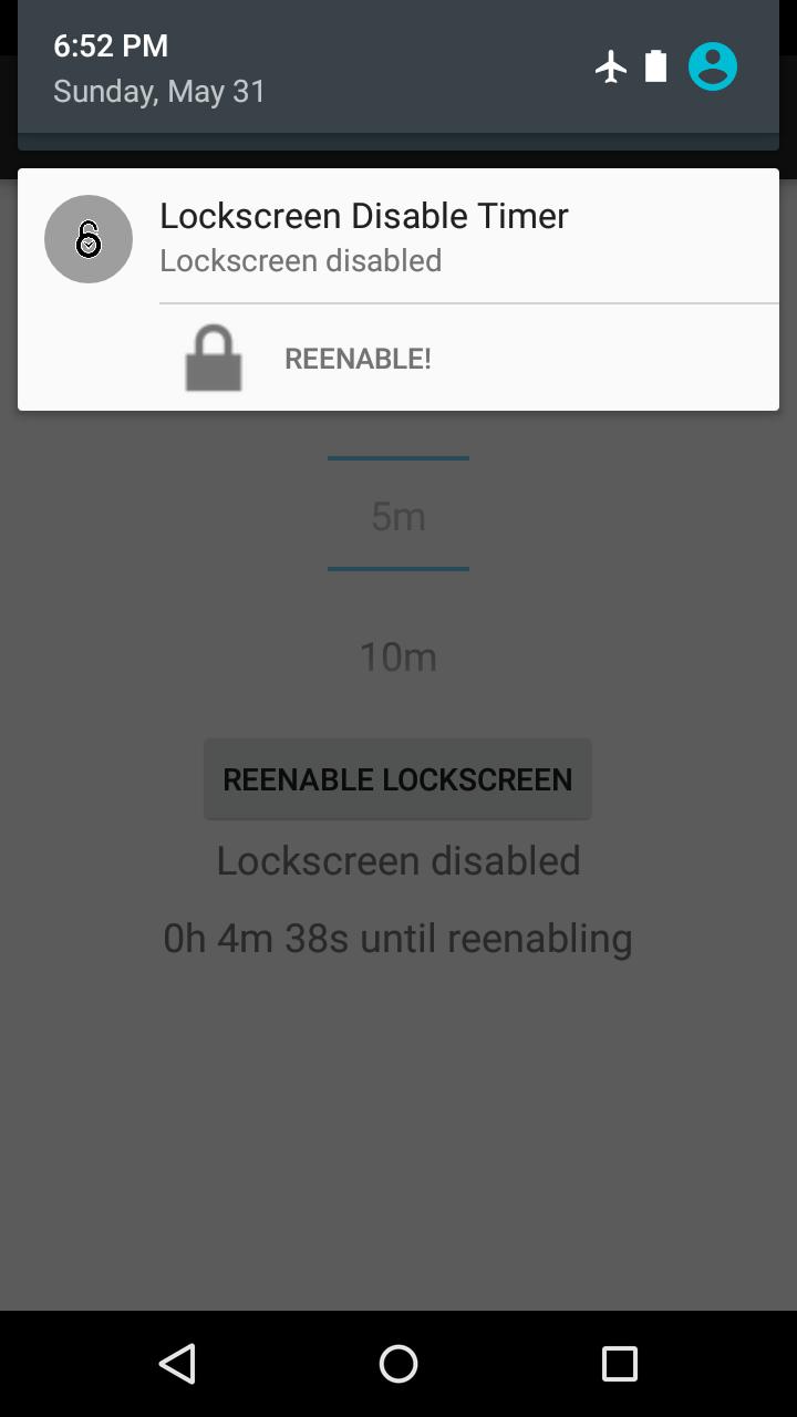 Screen Lock Disable Timer