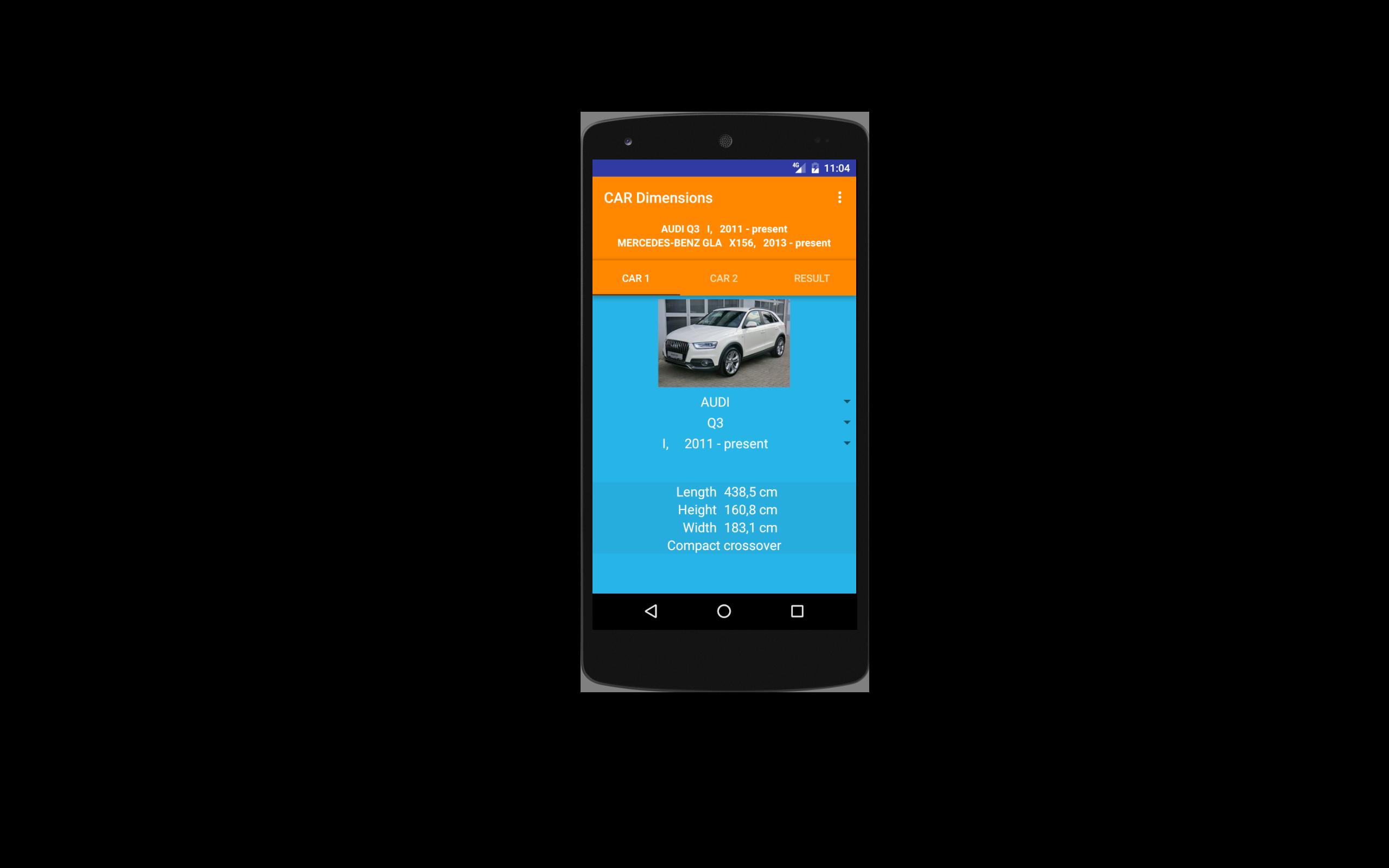 Car size comparison tool