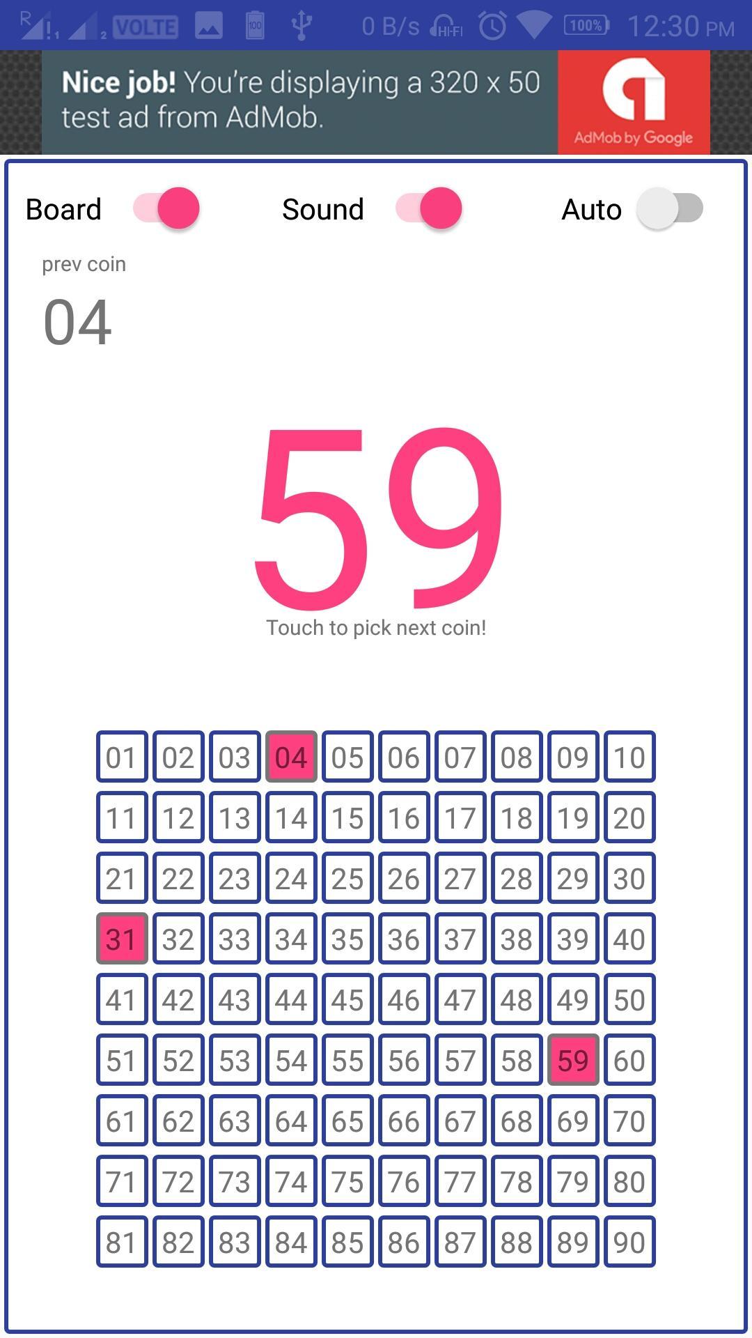 Coin Picker/caller for Tambola Housie Bingo