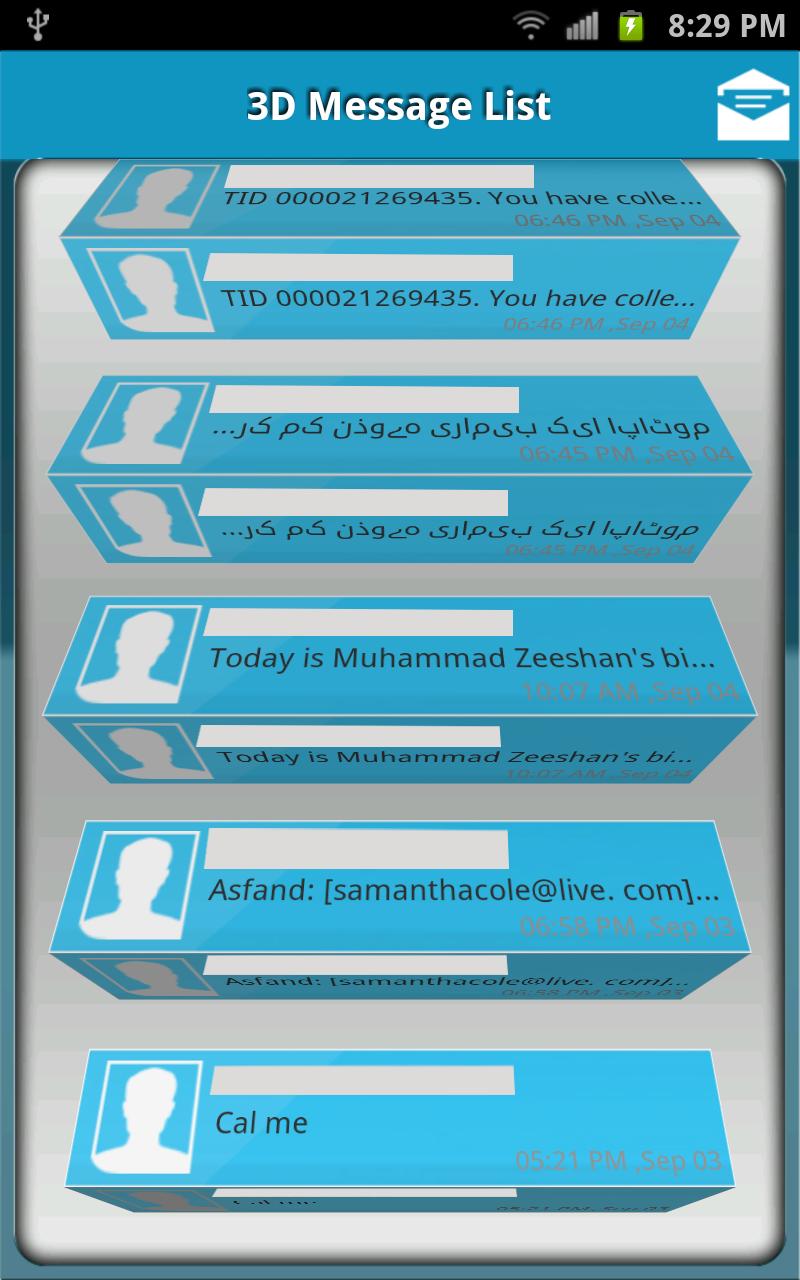 3D Message List